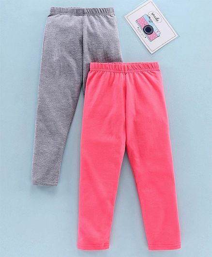 Babyhug Full Length Leggings Pack Of 2 - Pink Grey