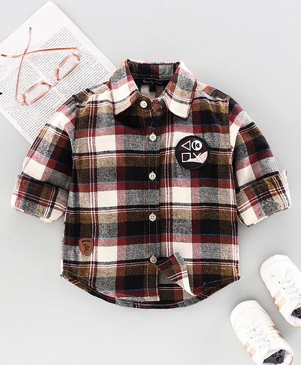 Trendy Cart Full Sleeves Checked Shirt - Brown