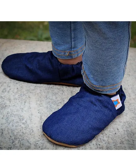 Skips Denim Soft Booties - Blue