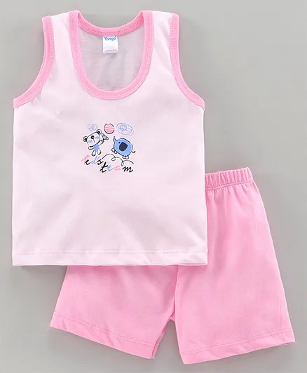 Tango Sleeveless Printed Vest & Shorts - Pink