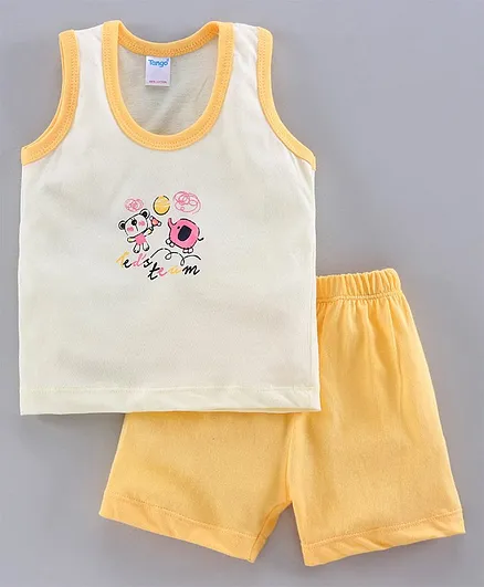 Tango Sleeveless Printed Vest & Shorts - Yellow