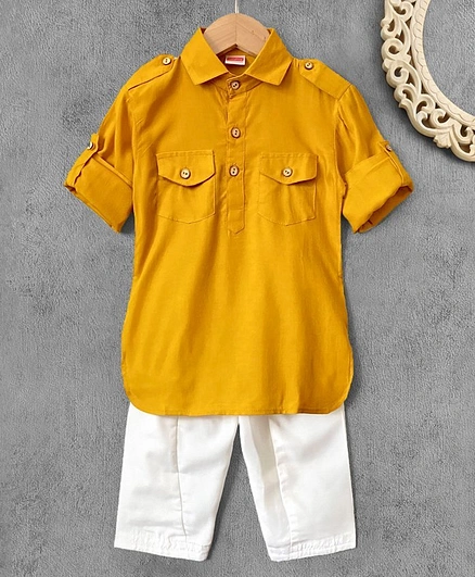 Babyhug Full Sleeves Kurta & Pajama Set - Yellow