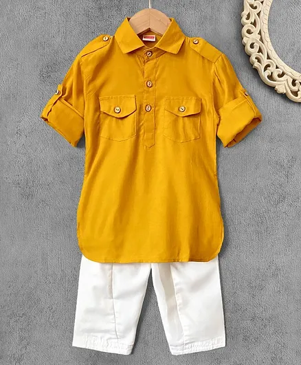 Babyhug Full Sleeves Kurta & Pajama Set - Yellow