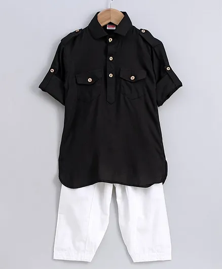 Babyhug Full Sleeves Kurta with Pyjama Set - Black