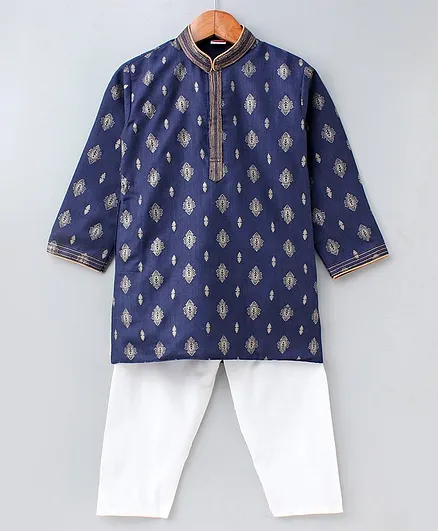 Babyhug Full Sleeves Kurta & Pajama Set - Blue