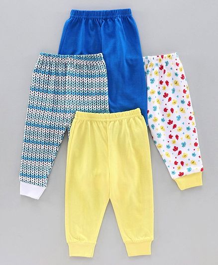 BUMZEE Pack Of 4 Full Length Autumn Leaves Printed Joggers - Multi Colour