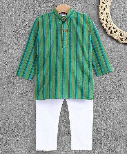 Ridokidz Striped Full Sleeves Kurta Pajama - Multi