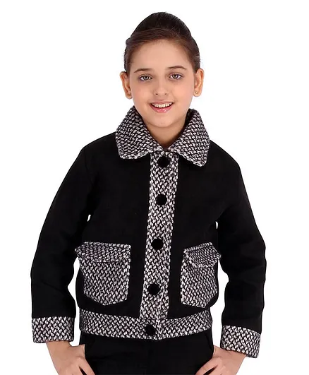 Cutecumber Full Sleeves Solid Coat - Black