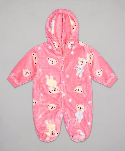 The Sandbox Clothing Co Full Sleeves All Over Teddy Printed Romper - Light Pink