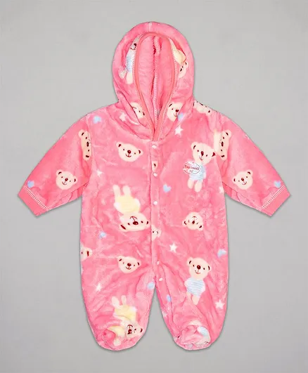 The Sandbox Clothing Co Full Sleeves All Over Teddy Printed Romper - Light Pink