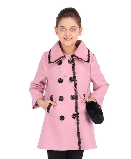 Cutecumber Full Sleeves Solid Overcoat - Pink