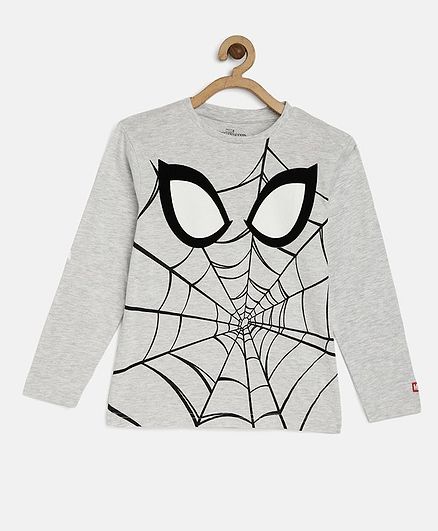 LOOCUST Full Sleeves Spider Man Print Tee - Grey
