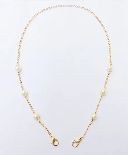 Lime By Manika Pearls Embellished Mask Chain Holder - Golden