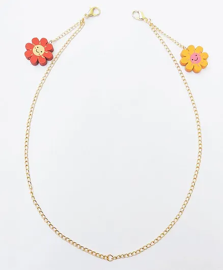 Lime By Manika Flower Smiley Beads Dangle Mask Chain Holder - Red & Orange