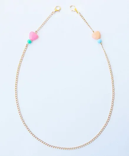 Lime By Manika Heart Beaded Mask Chain Holder - Pink & Peach