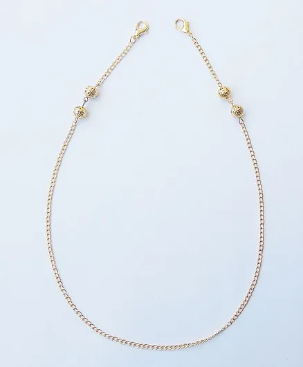 Lime By Manika Filgree Golden Beads Mask Chain Holder - Golden