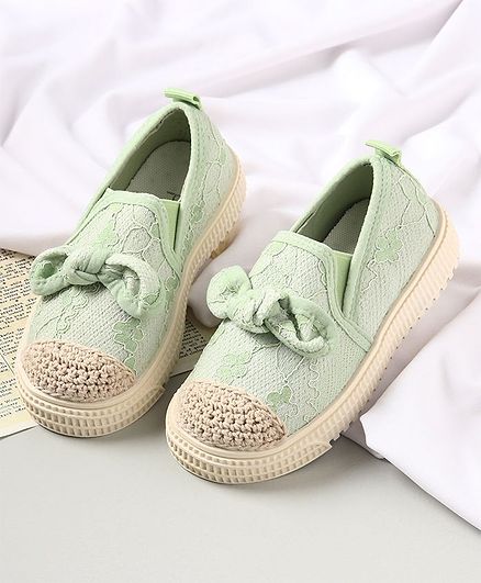 KIDLINGSS Bow Applique Slip-On Shoes - Green