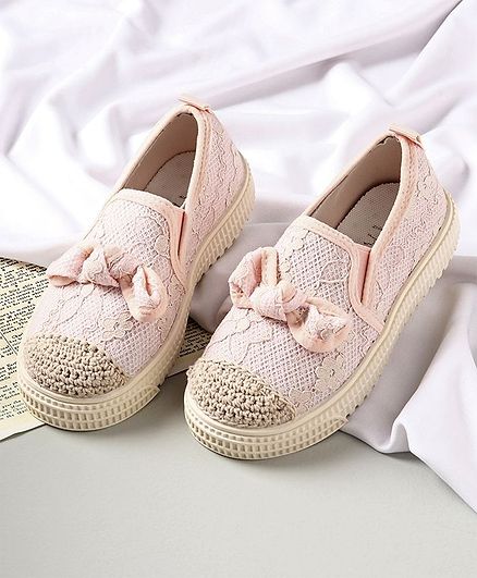 KIDLINGSS Bow Applique Slip-On Shoes - Pink