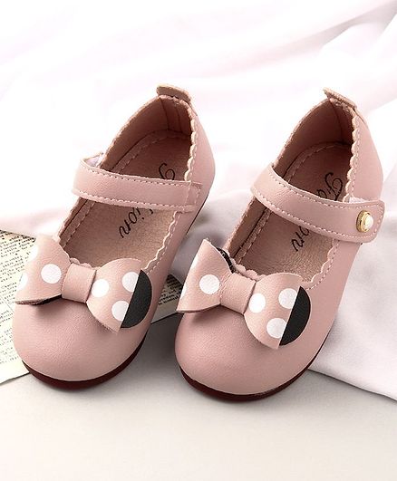 KIDLINGSS Polka Dot Bow Design Mary Jane - Light Pink