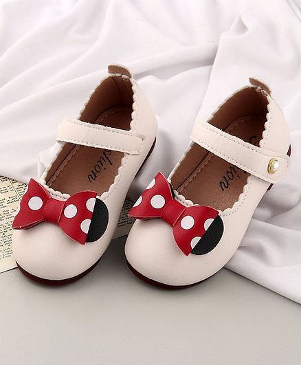 KIDLINGSS Polka Dot Bow Design Mary Jane - White