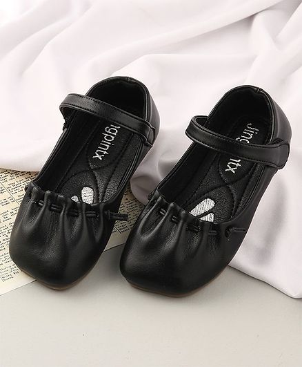 KIDLINGSS Solid Colour Velcro Closure Mary Jane - Black