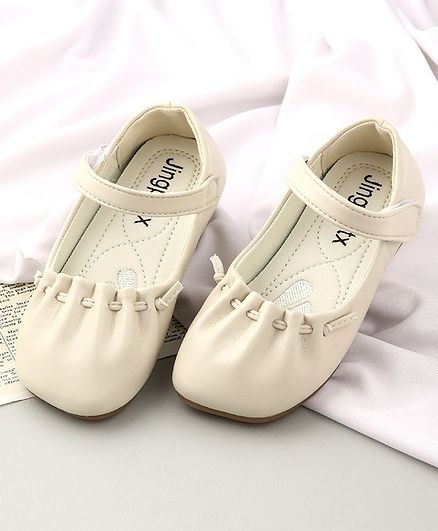 KIDLINGSS Solid Colour Velcro Closure Mary Jane - White