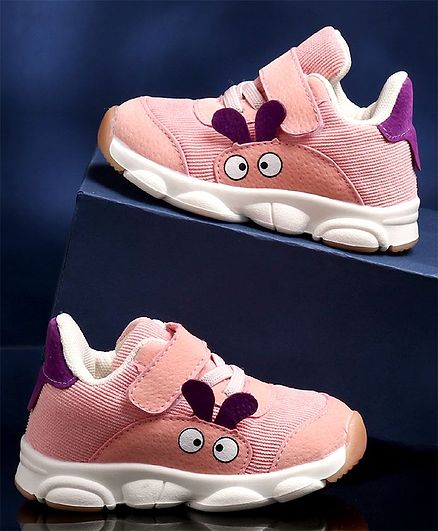 KIDLINGSS Bunny Patch Velco Closure Sports Shoes - Pink