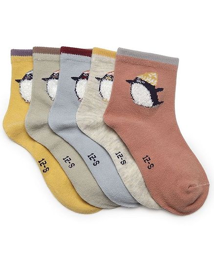 Kidofash Penguin Design 5 Pair Of Socks - Multi
