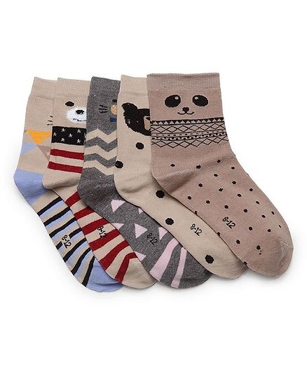 Kidofash Bear Printed 5 Pair Of Socks - Multi