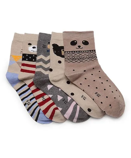 Kidofash Bear Printed 5 Pair Of Socks - Multi