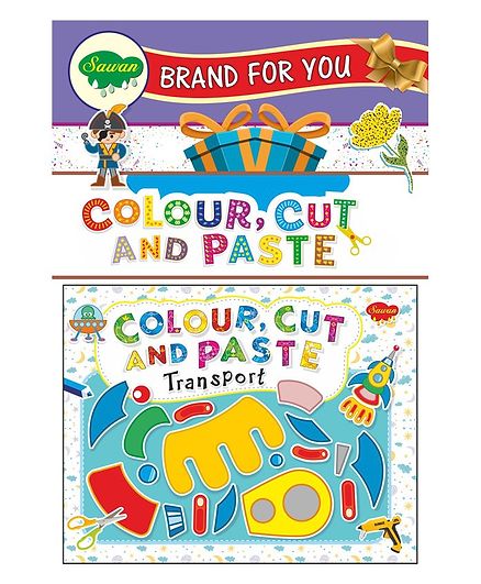 Sawan Transport Colour, Cut And Paste Book - English