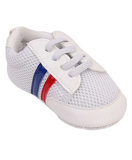Little Hip Boutique Striped Sneakers Style Booties - Blue Red White