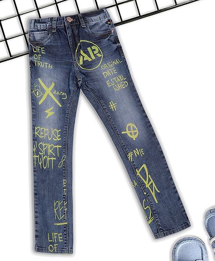 Sodacan Printed Full Length Jeans - Blue