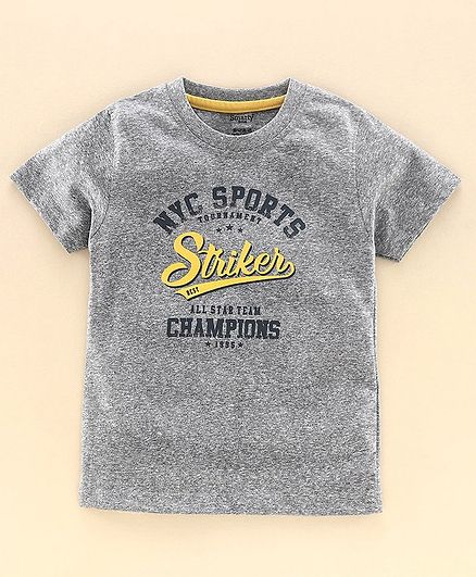 Smarty Half Sleeves T-Shirt Striker Print - Grey