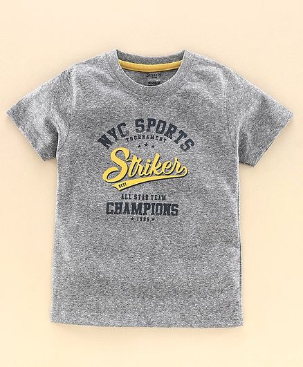 Smarty Half Sleeves T-Shirt Striker Print - Grey