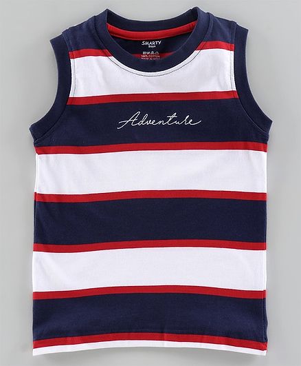 Smarty Sleeveless T-Shirt Striped - Navy Blue