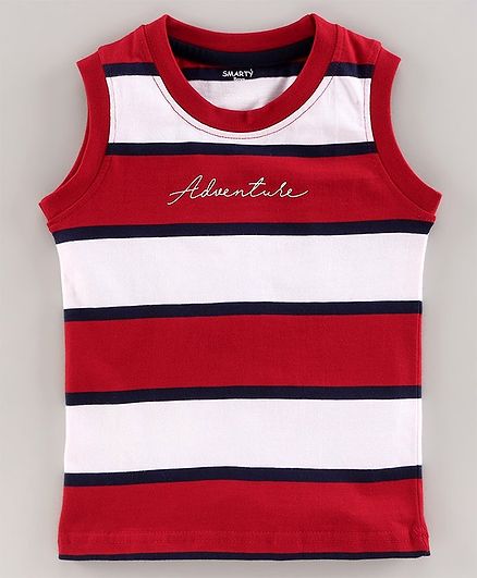 Smarty Sleeveless T-Shirt Striped - Red