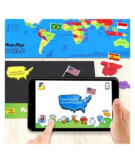 Imagi Make Mapology Augmented Reality World Puzzle Multicolor - 78 Pieces
