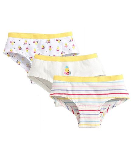 Charm n Cherish Pack Of 3 Striped & Flower Print Hipster Briefs - Multi Color