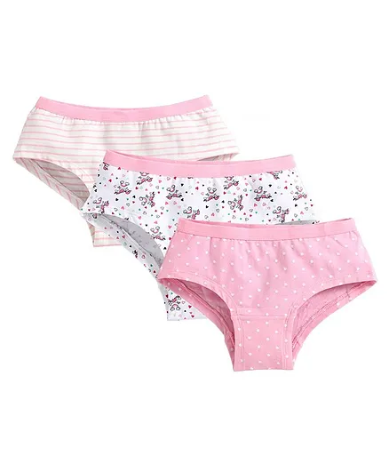 Charm n Cherish Striped & Polka Dotted Pack Of 3 Panties - Pink