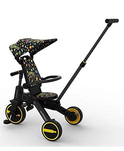 StarAndDaisy Uonie Tricycle With Canopy - Black Yellow