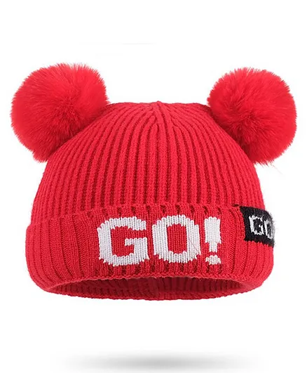 Syga Woolen Cap with Pom Pom Red - Diameter 36-48cm