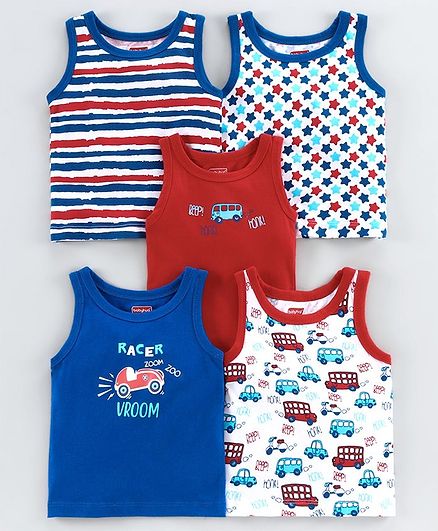 Babyhug Sleeveless Vest Multi Print Pack of 5 - Multicolor