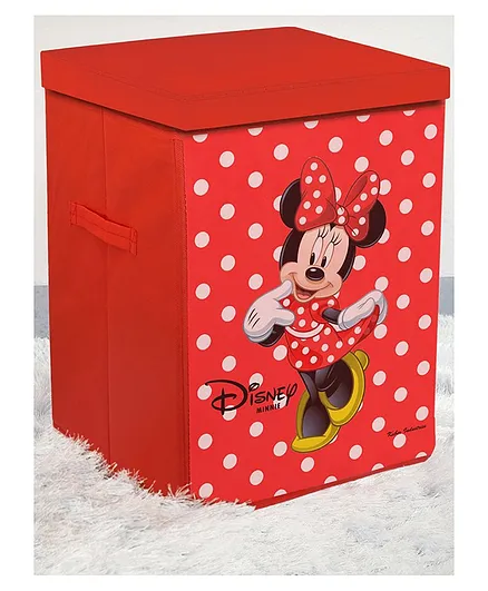 Fun Homes Disney Minnie Non Woven Fabric Foldable Storage Box with Lid -Red