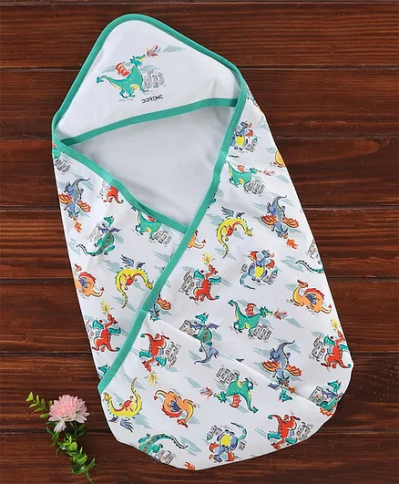 Doreme Hooded Wrapper Animal Print - Green