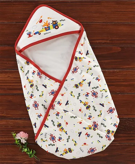 Doreme Hooded Wrapper Printed - Red