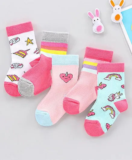 Cutewalk by Babyhug Socks Pack of 5 Pairs - Multicolour