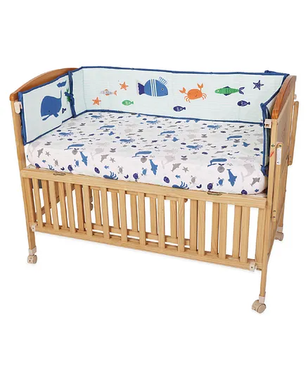 The Mom Store Cotton Baby Bumper Set Sea Print - Multicolor