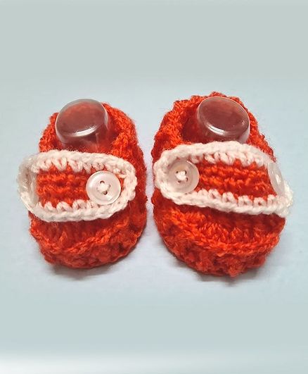 Knits & Knots Solid Color Booties - Orange & White