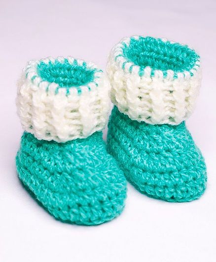 Knits & Knots Color Block Cuffed Booties - Green & Cream